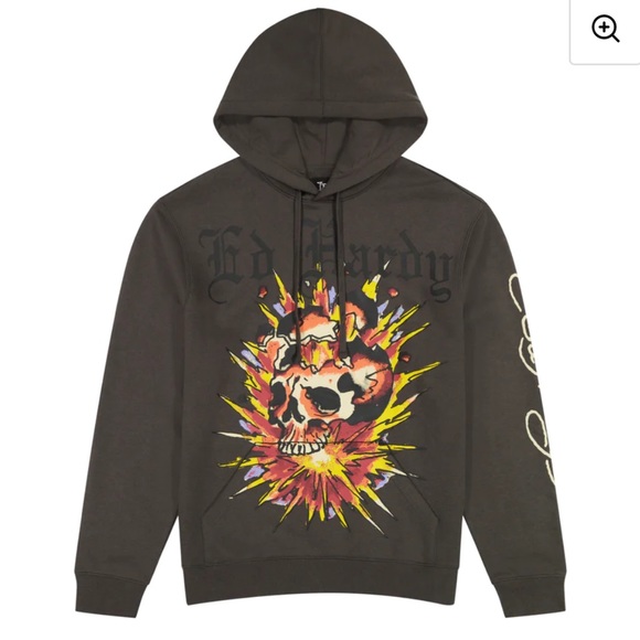NWT Exploding Skull Charcoal Pullover Hoodie - Picture 1 of 5